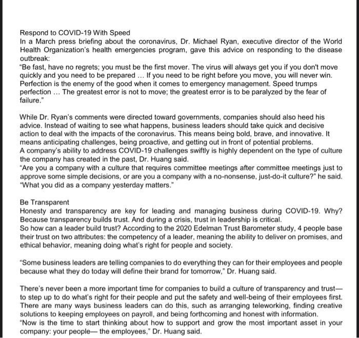 ARTICLE [100 Marks] Leading and Managing a