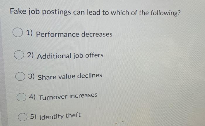 Fake job postings can lead to which of the