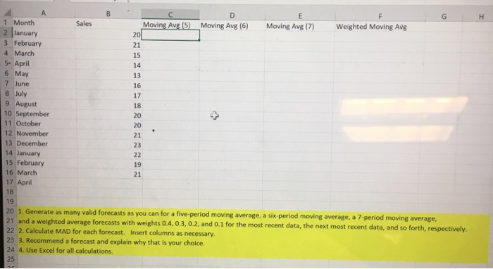 please include any excel calculations associated