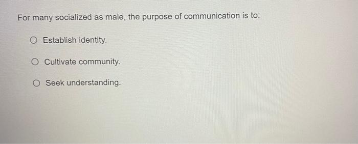 For many socialized as male, the purpose of