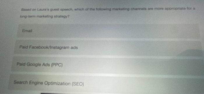 Based on Laura' guest speech, which of the