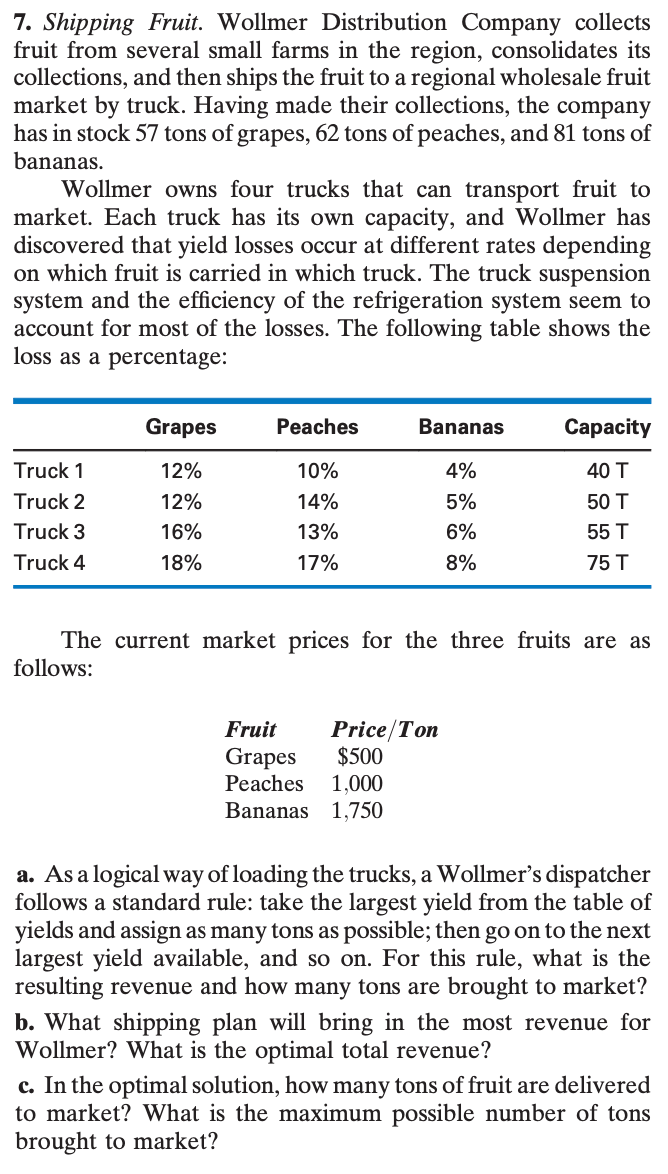 7.Shipping fruit. EXCEL PLEASE 7. Shipping Fruit.