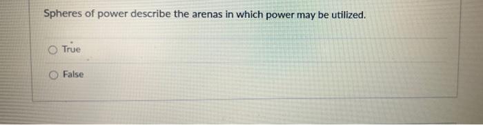 Spheres of power describe the arenas in which