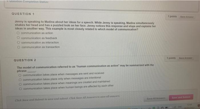 question completion Status QUESTION 1 1 points