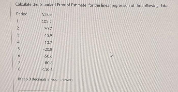 Calculate the Standard Error of Estimate for the