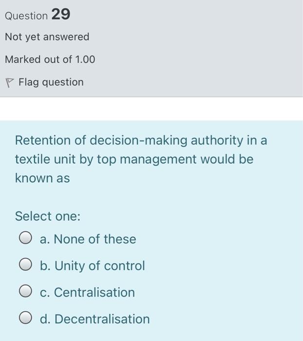 Question 29 Not yet answered Marked out of 1.00 P