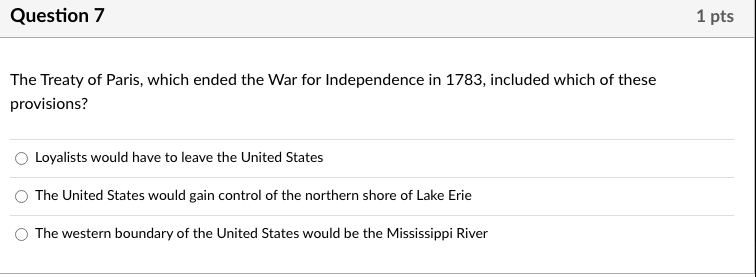 The Treaty of Paris, which ended the War for