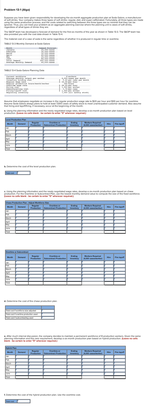 Problem 13-1 (Algo) Suppose you have been given