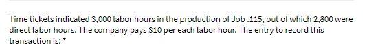Time tickets indicated 3,000 labor hours in the