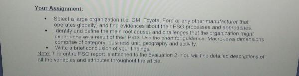 Your Assignment: Select a large organization (le