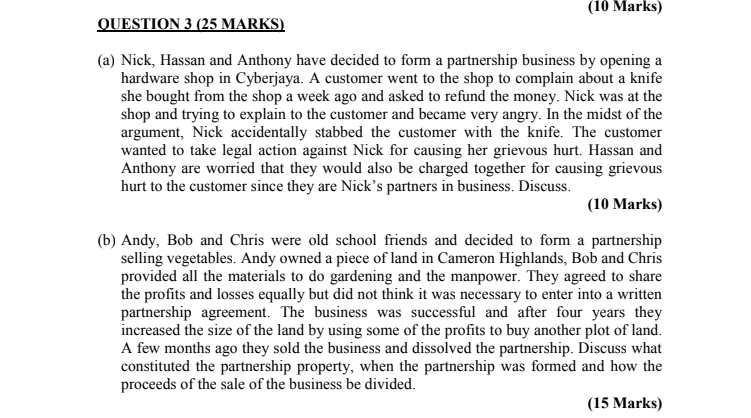 QUESTION 2 (25 MARKS) (a) Sonny inherited several