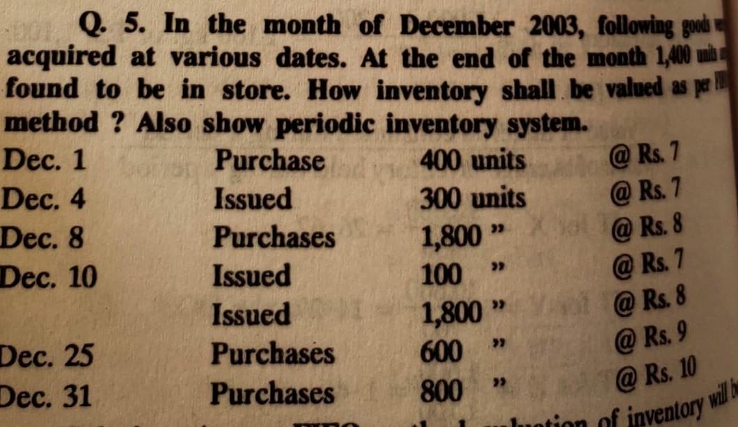 AAA Q. 5. In the month of December 2003,