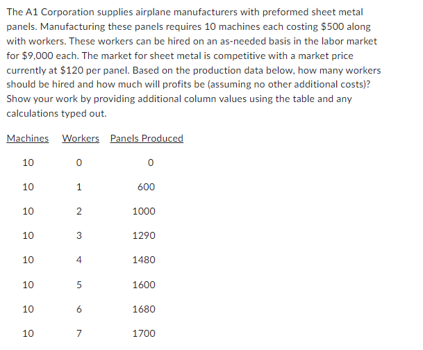 The A1 Corporation supplies airplane