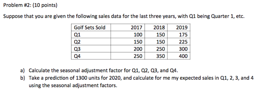 Problem #2: (10 points) Suppose that you are