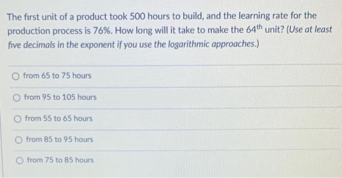 The first unit of a product took 80 days for
