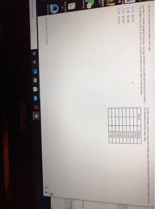 Use the information in the table to the right Use