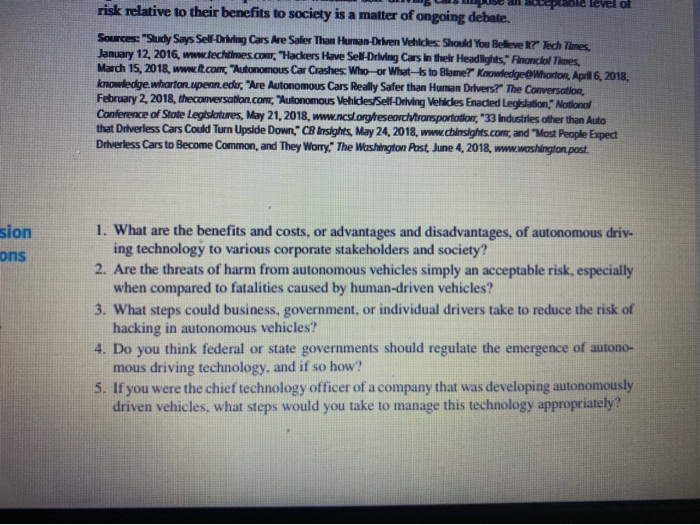 Discussion Case: The Arrival of Autonomous Cars