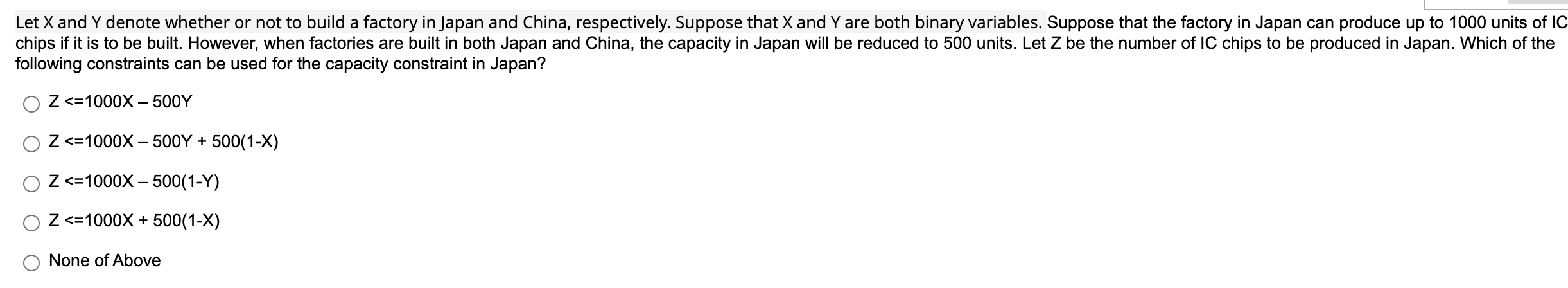following constraints can be used for the