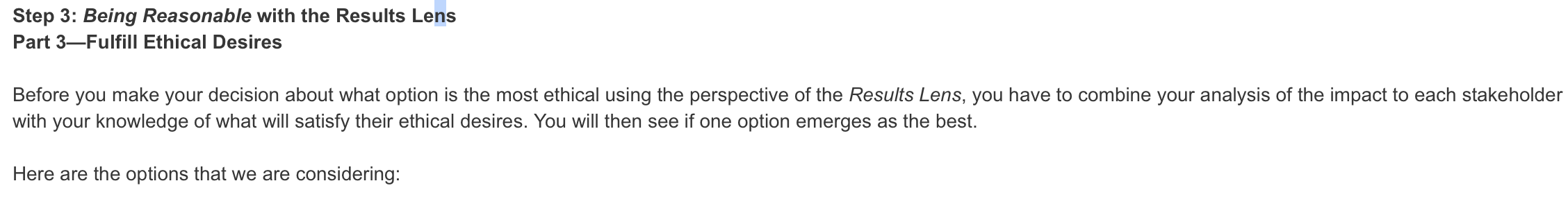 Step 3: Being Reasonable with the Results Lens