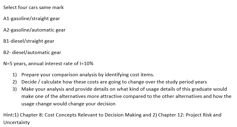 Select four cars same mark A1-gasoline/straight