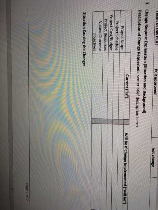 Create a project change request to document the
