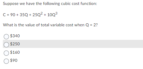 Suppose we have the following cubic cost