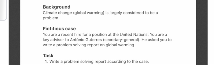 Problem Solving Report Background Climate change