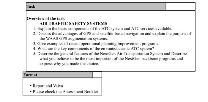 Task Overview of the task AIR TRAFFIC SAFETY