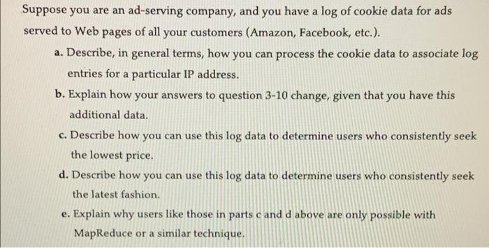 a Suppose you are an ad-serving company, and you