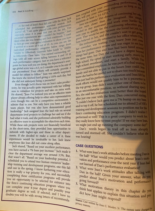 CASE 7-1 THE PACESETTER: Jean graduated from a