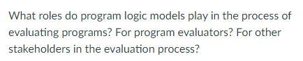 What roles do program logic models play in the