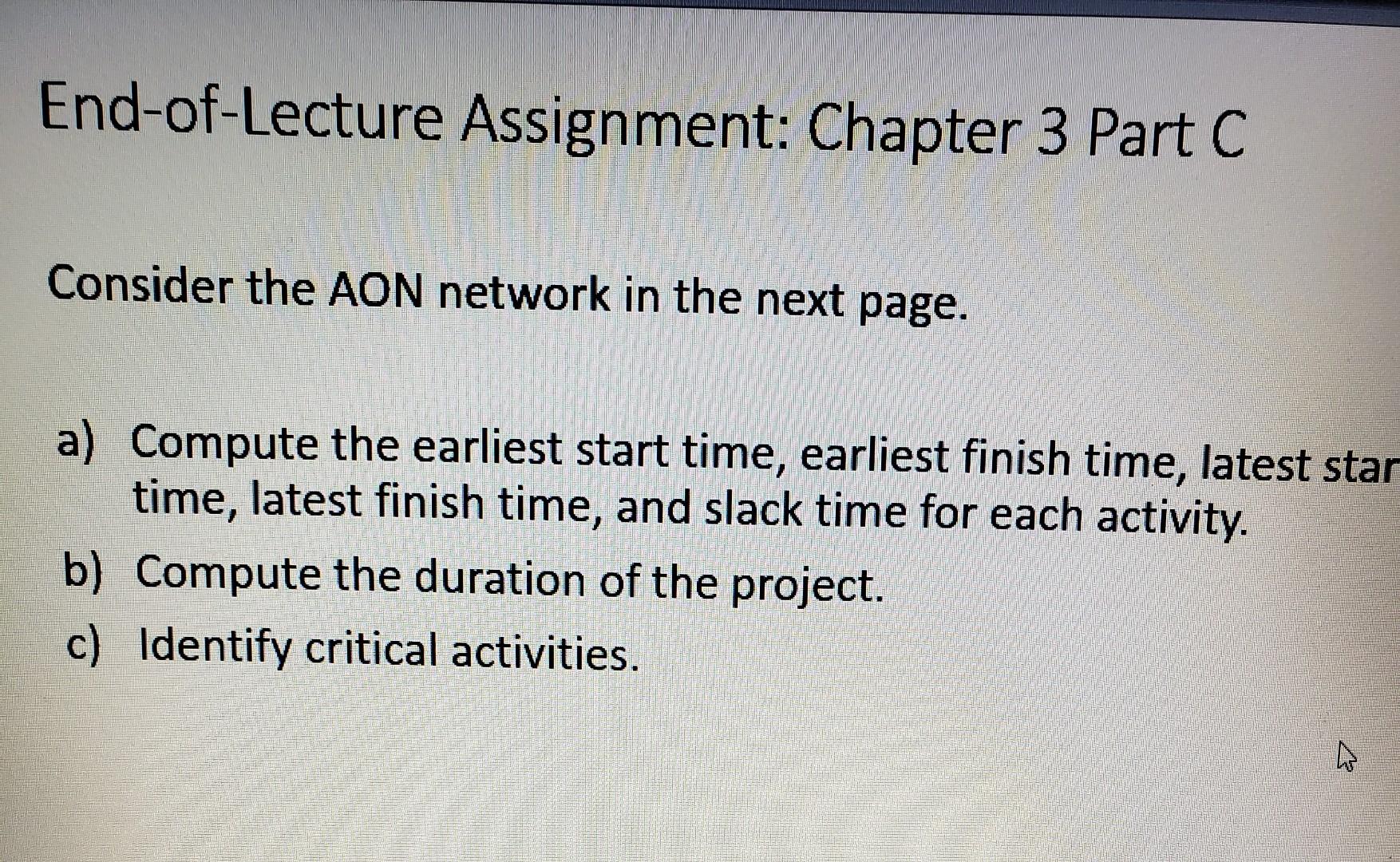 End-of-Lecture Assignment: Chapter 3 Part C