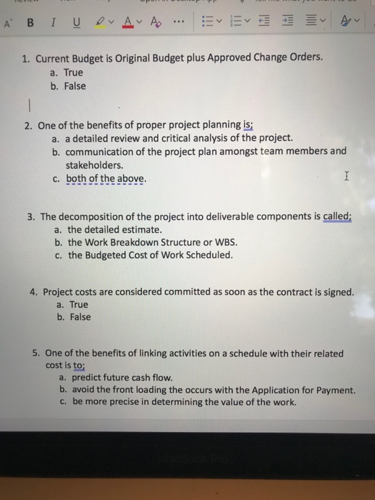 ' Ev v Av 1. Current Budget is Original Budget