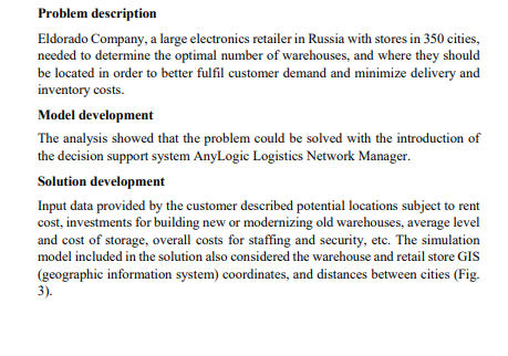 Problem description Eldorado Company, a large