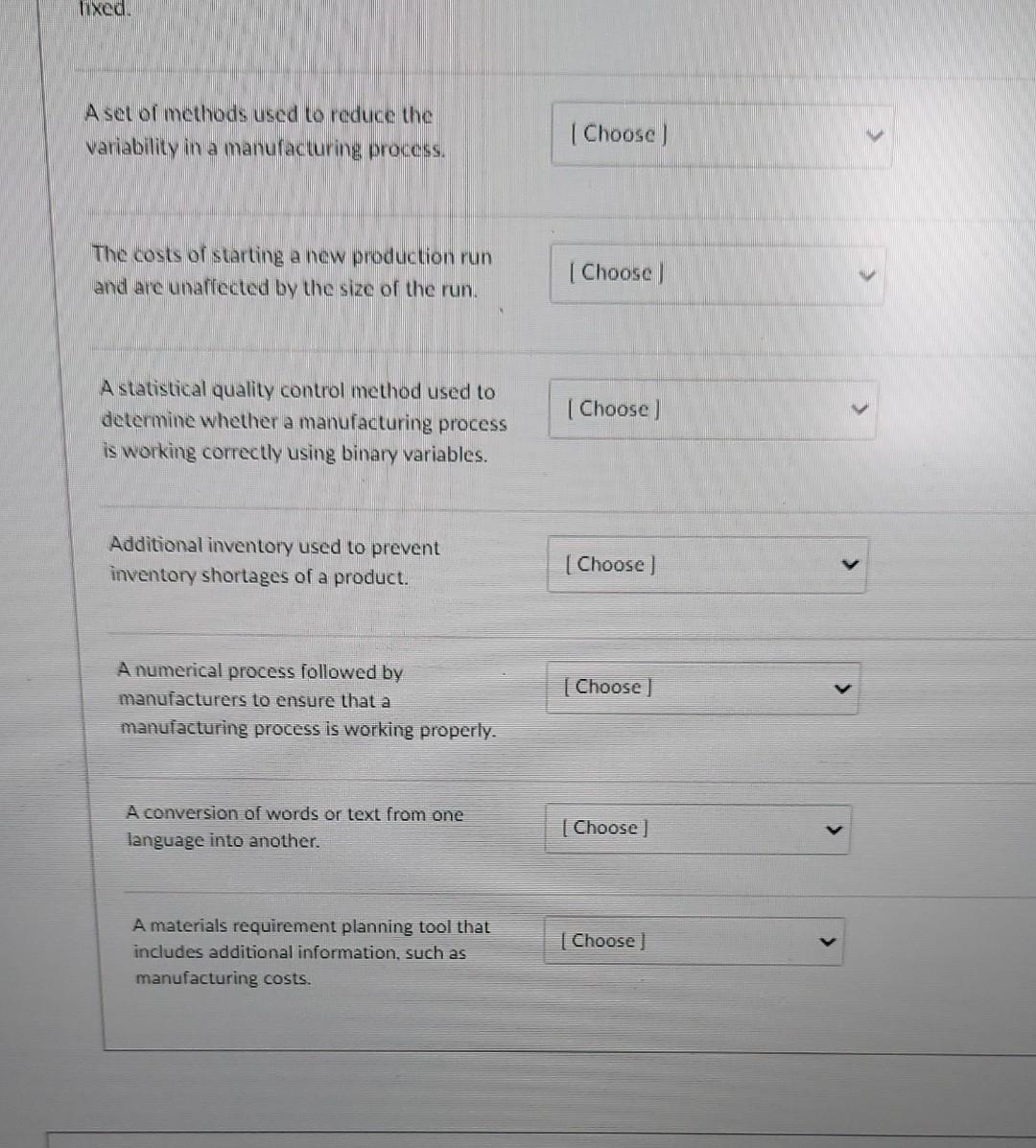 Tixed. A set of methods used to reduce the