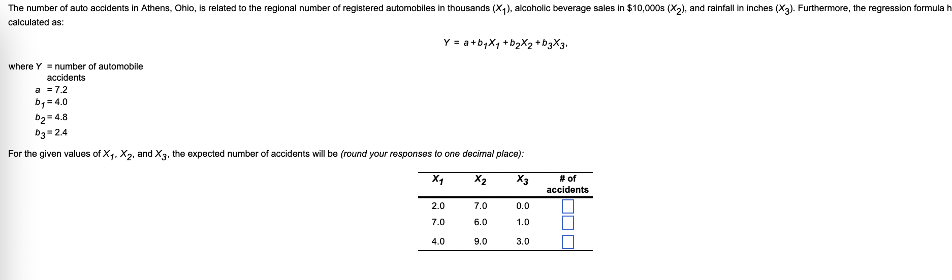 The number of auto accidents in Athens, Ohio, is