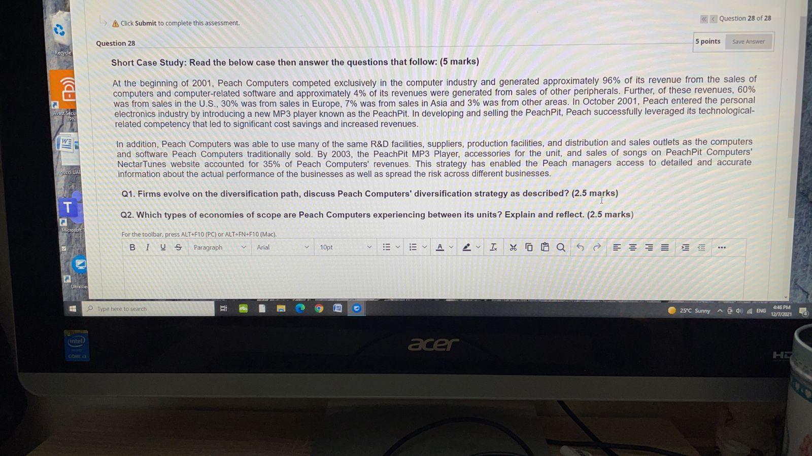 > A Click Submit to complete this assessment. < <