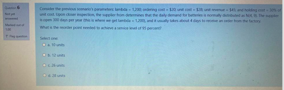 Question 5 Not yet answered Marked out of 1.00 An