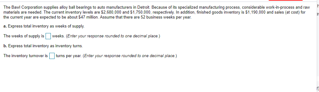 a The Bawl Corporation supplies alloy ball