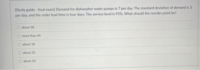 [Study guide - final exam] Demand for dishwasher