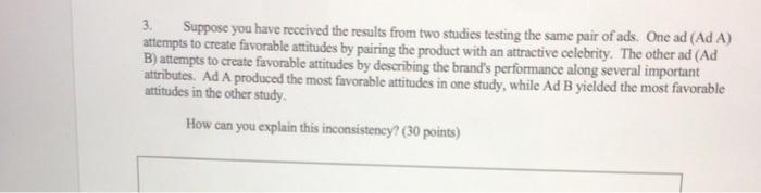 3. Suppose you have received the results from two