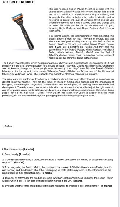 STUBBLE TROUBLE The just released Fusion Power