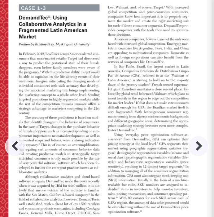 questins from 1-5 CASE 1-3 Demand Tec: Using