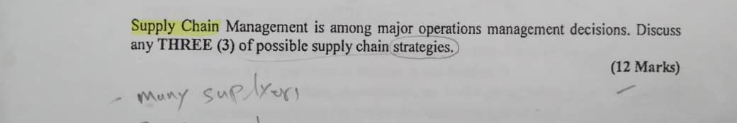 Supply Chain Management is among major operations