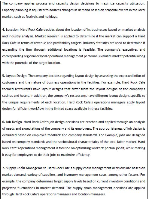 Hard Rock CAF Hard Rock Cafe Inc. Operations