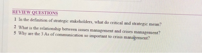 REVIEW QUESTIONS 1 In the definition of strategic