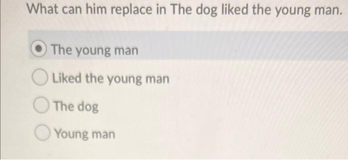 What can him replace in the dog liked the young