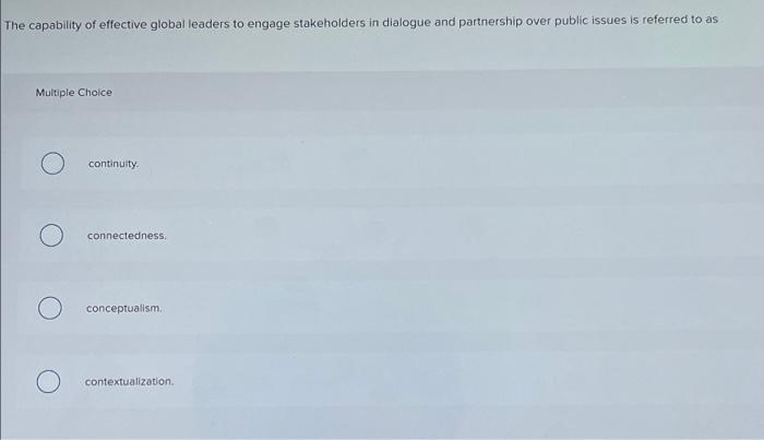 The capability of effective global leaders to