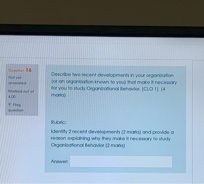 answer please ? Question 16 Not yet answered