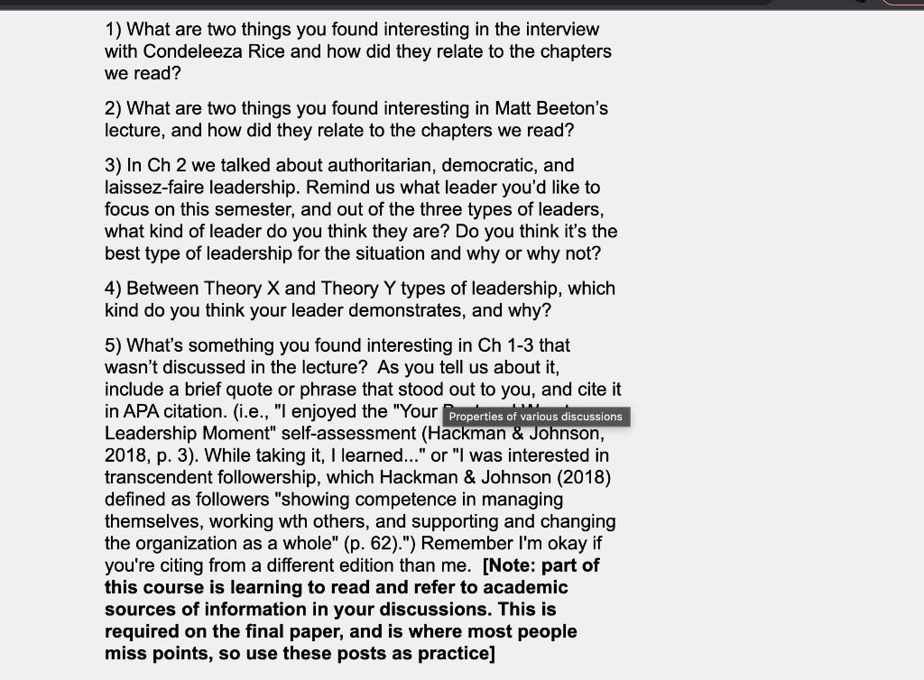 1) What are two things you found interesting in